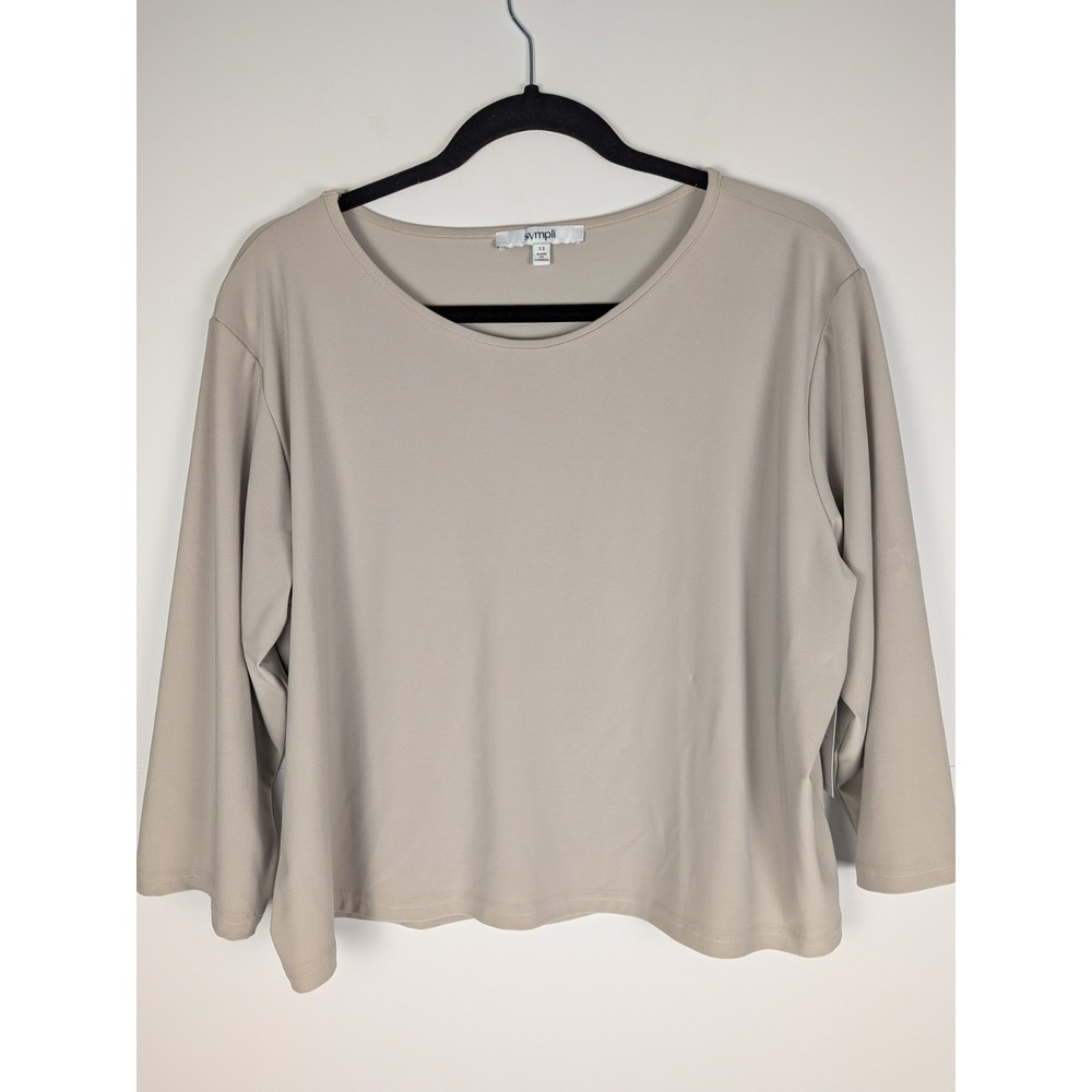 NWT Women's Sympli Go To Cropped Top size 12 Tan Stretch Jersey